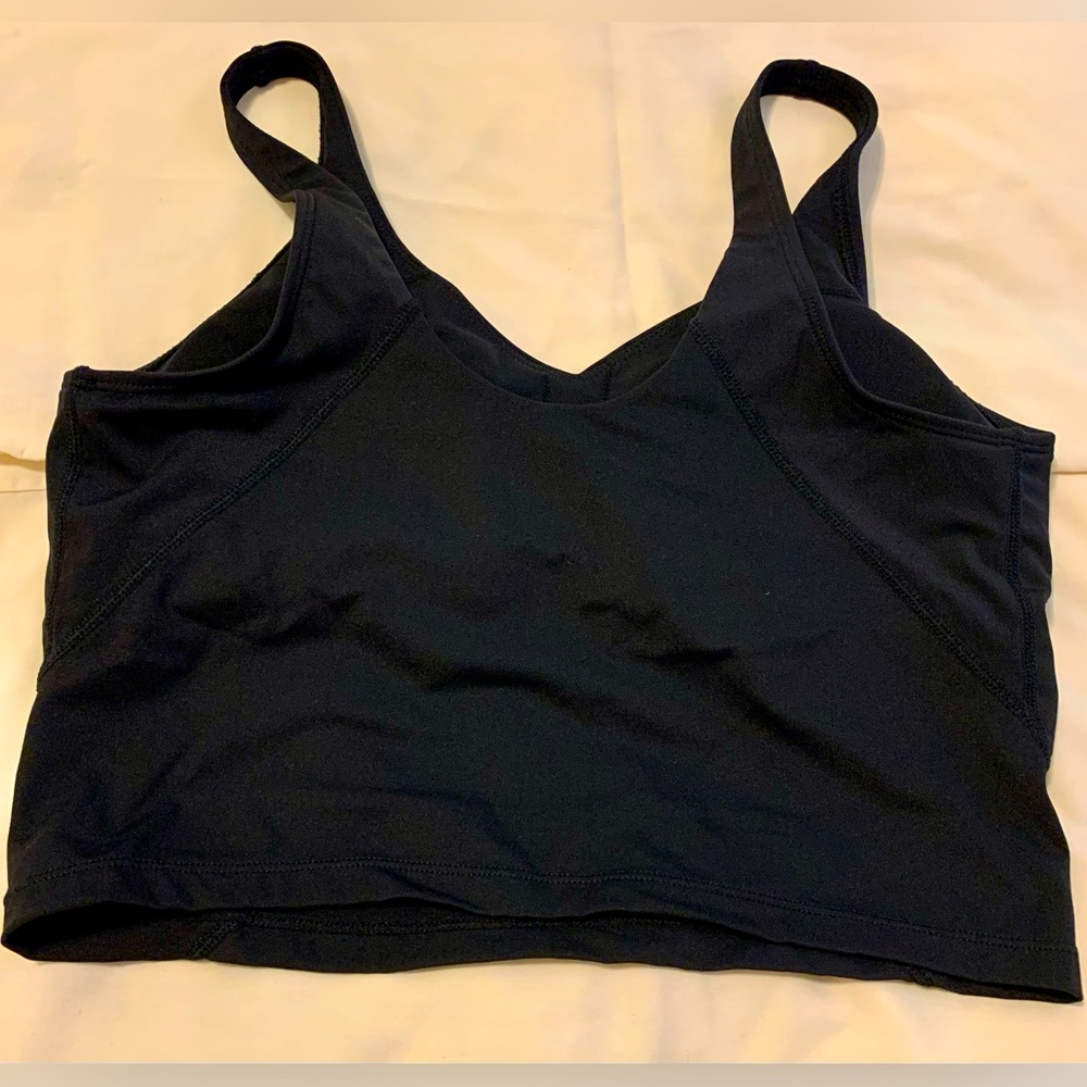 Swim Stretchy Crop Top Black Built In Shelf Bra Sz M